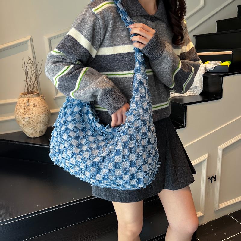 Crossbody Bag, Niche Checkerboard Pattern Fashionable Dumpling Bag, Casual Single-shoulder Bag
