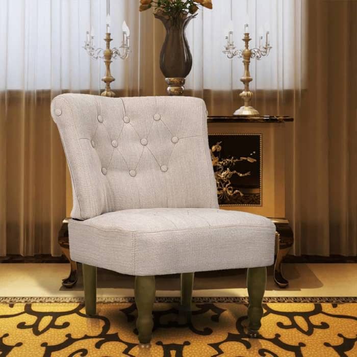 VidaXL Fauteuil de style France Crème Tissu 240286