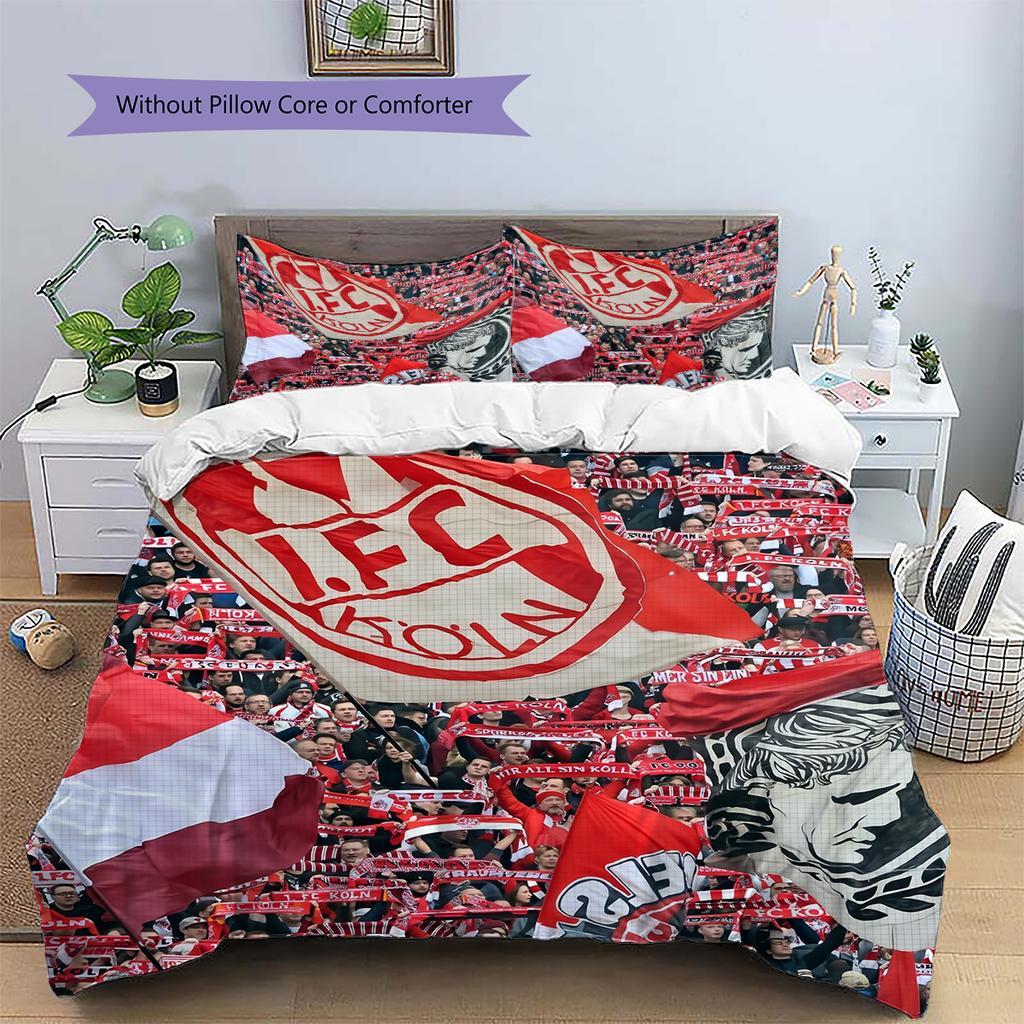 Köln FC Pattern Bedding Home Decoration Birthday Gift (1 * duvet cover + 2 * pillowcase, without core)