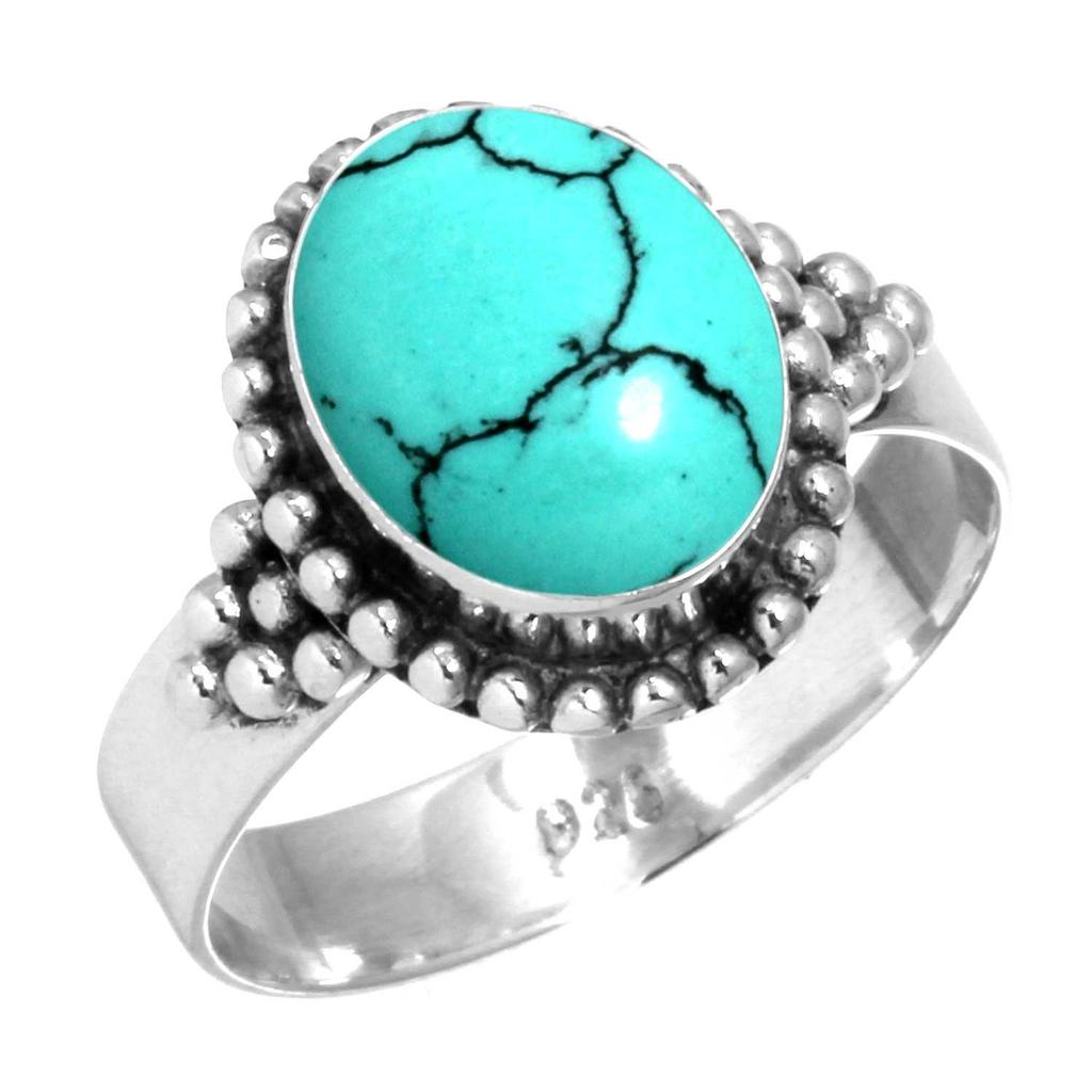 925 Sterling Silver Ring Women Gemstone Handmade Jewelry Easter Gift Blue Green Purple Copper Turquoise Freshwater Pearl Lapis Mother Of Pearl Fashion
