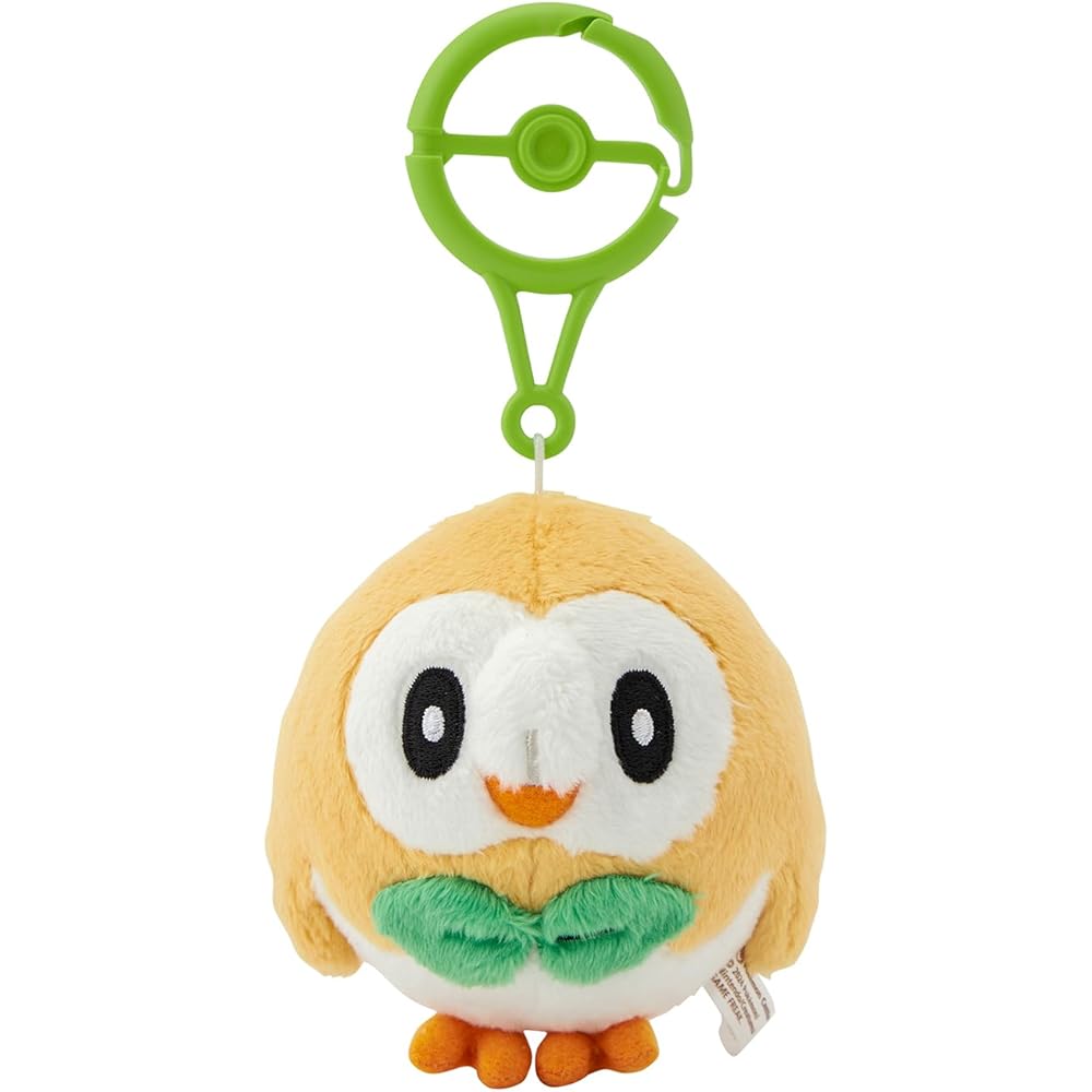 Pokemon Center Original Rowlet Mascot with Carabiner Keychain Plush Toy