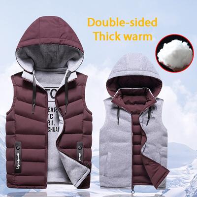 Men 's Vest Winter Sleeveless Jacket Down Vest Men Hooded Warm Casual Outwear Outer Vest
