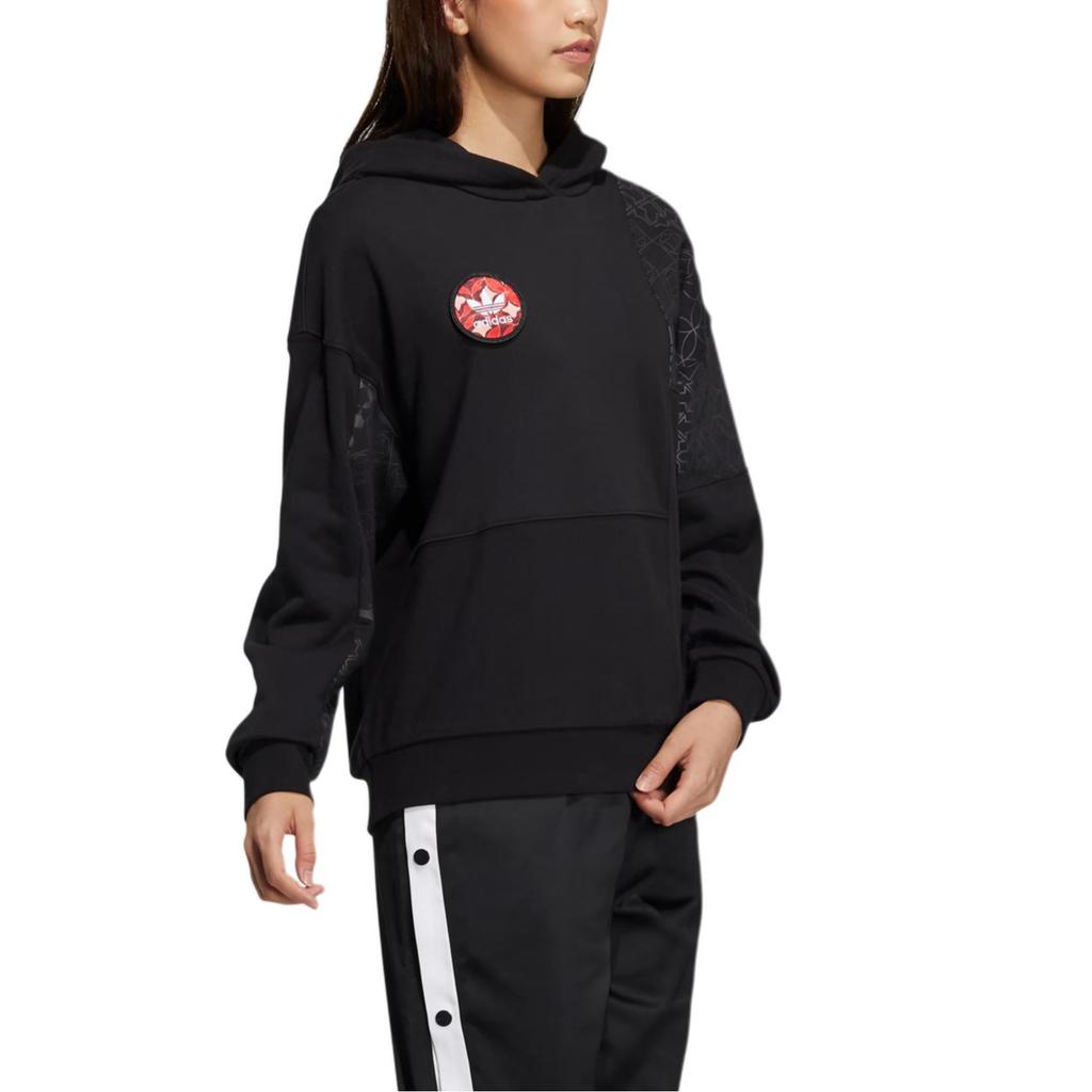adidas Originals CNY Gerippter Bündchen Pullover Hoodie Damen Hoodies Schwarz HD0338