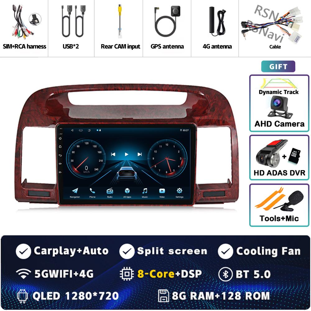 Android 14 Carplay Car Radio For Toyota Camry 5 XV 30 2001 2002 - 2006 Multimedia Video Player Navigation GPS Stereo 2Din DVD BT