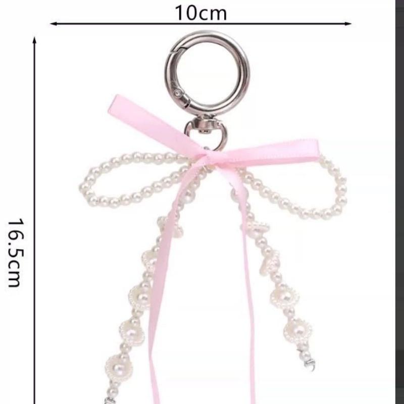Y2K Phone Charm Pendant Cute Kawaii Pink Bowknot Keychain Bag Phone Strap Girl Cellphone Lanyard Keyring Birthday Jewelry Diy