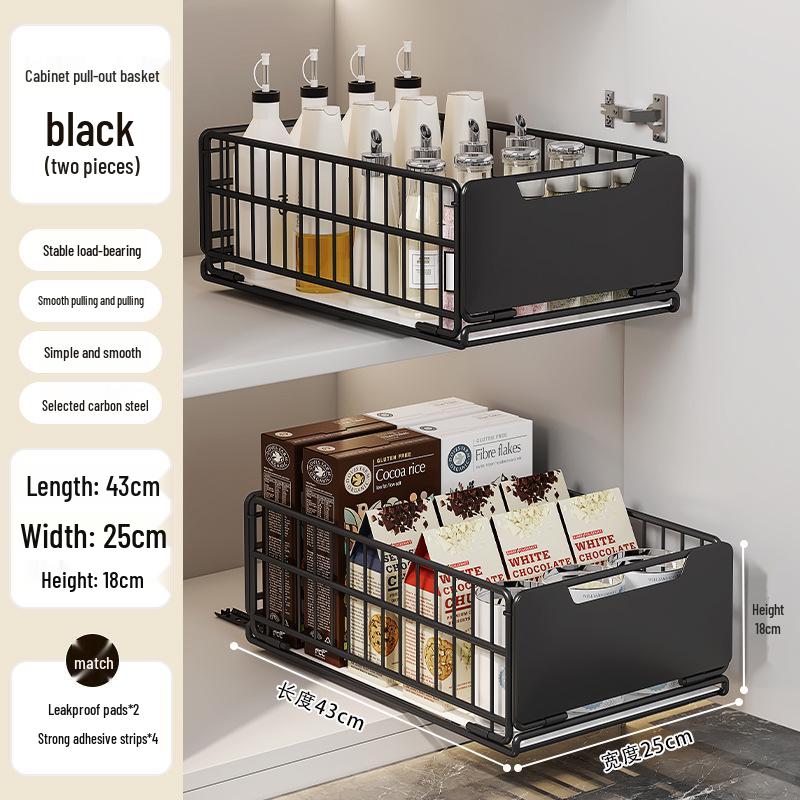 Under-Sink Pull-Out Kitchen Storage Rack and Spice Organizer