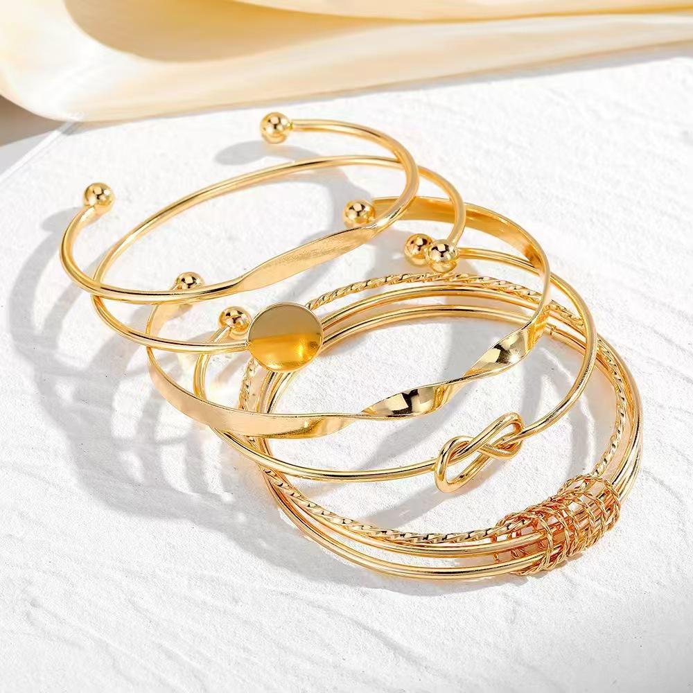 Vintage Multi-layer Adjustable Metal Bangle Set