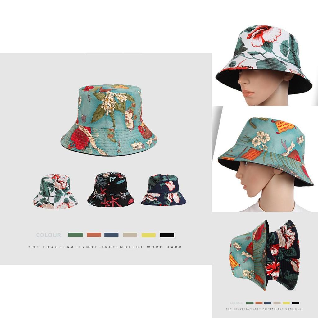 Trendy Floral Fisherman Hat With Wide Brim For Outdoor Sun Protection