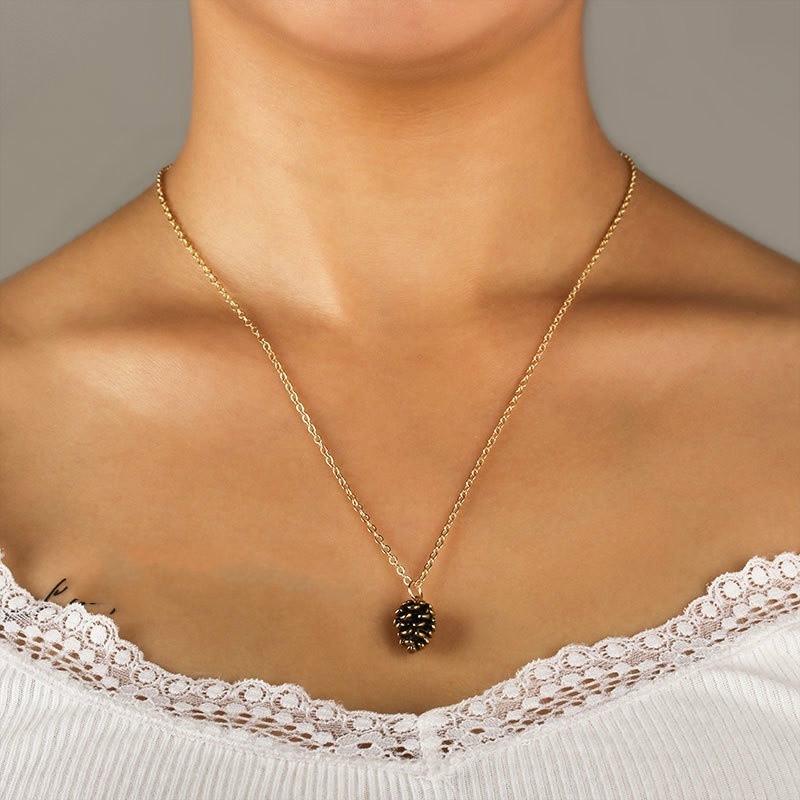 New Simple Alloy Pine Pine Pendant Necklace Rose Gold Pine-cone Pine Fruit Necklace As Promise Gifts