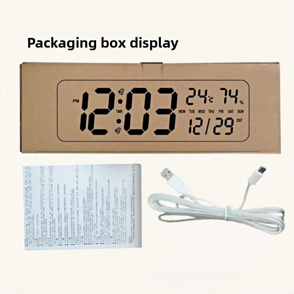 36*11.5*2.3cm Large RGB Digital Wall Clock TEMP Humidity Date Week Count-up Countdown 12/24H Bluetooth Time Synchronization LED Clock