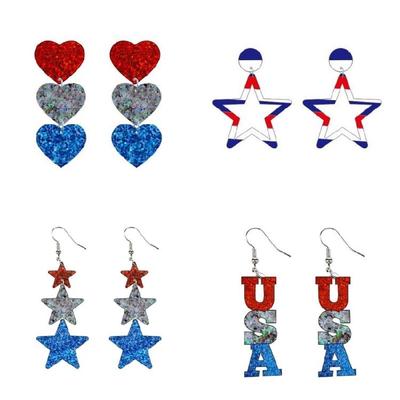 Boucles d'oreilles Cœur Étoile Rayées Acryliques Élégantes Accessoires d'Oreille Légers Hypoallergéniques Cadeau Pour Femmes Filles