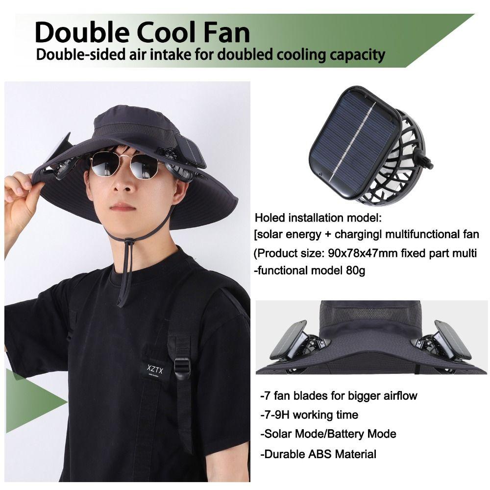 Breathable Outdoor Wide Brim Sun Hat UPF 50+ Wide Brim Solar Fan Hat  for Men Women