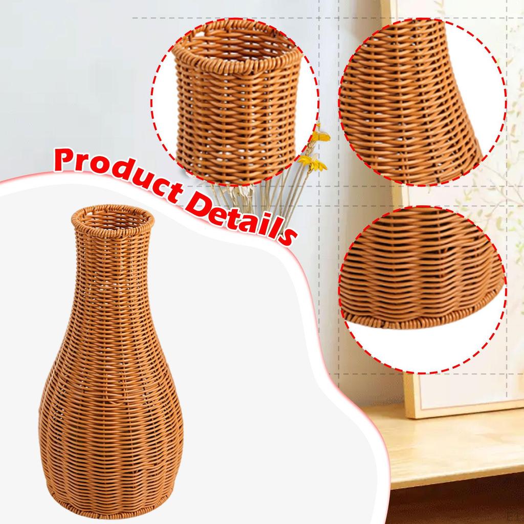 Woven Dried Flower Vase Holder Lightweight Rustic Floral Arrangement Desktop Decoration
