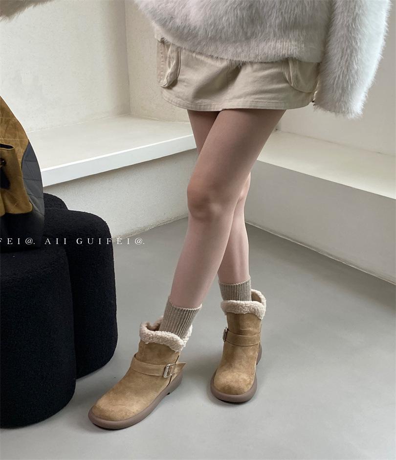Thick-soled warm fur integrated snow boots winter women's 2025 new velvet thickened non-slip cotton shoes factory