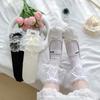 Lace Bow Socks for Women's Spring and Summer, Thin Ballet-style Pile Socks, Hollow Lace Sweet Calf Stockings