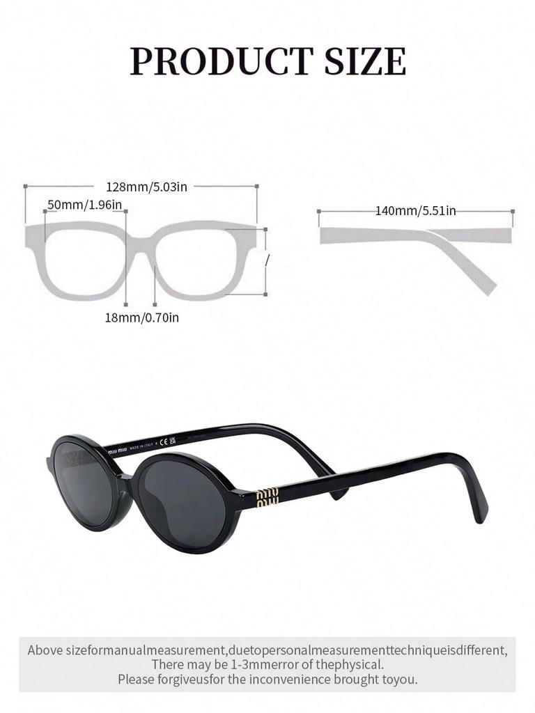 MIU MIU SMU04Z Round Sunglasses - UV400 Protection Black Shades