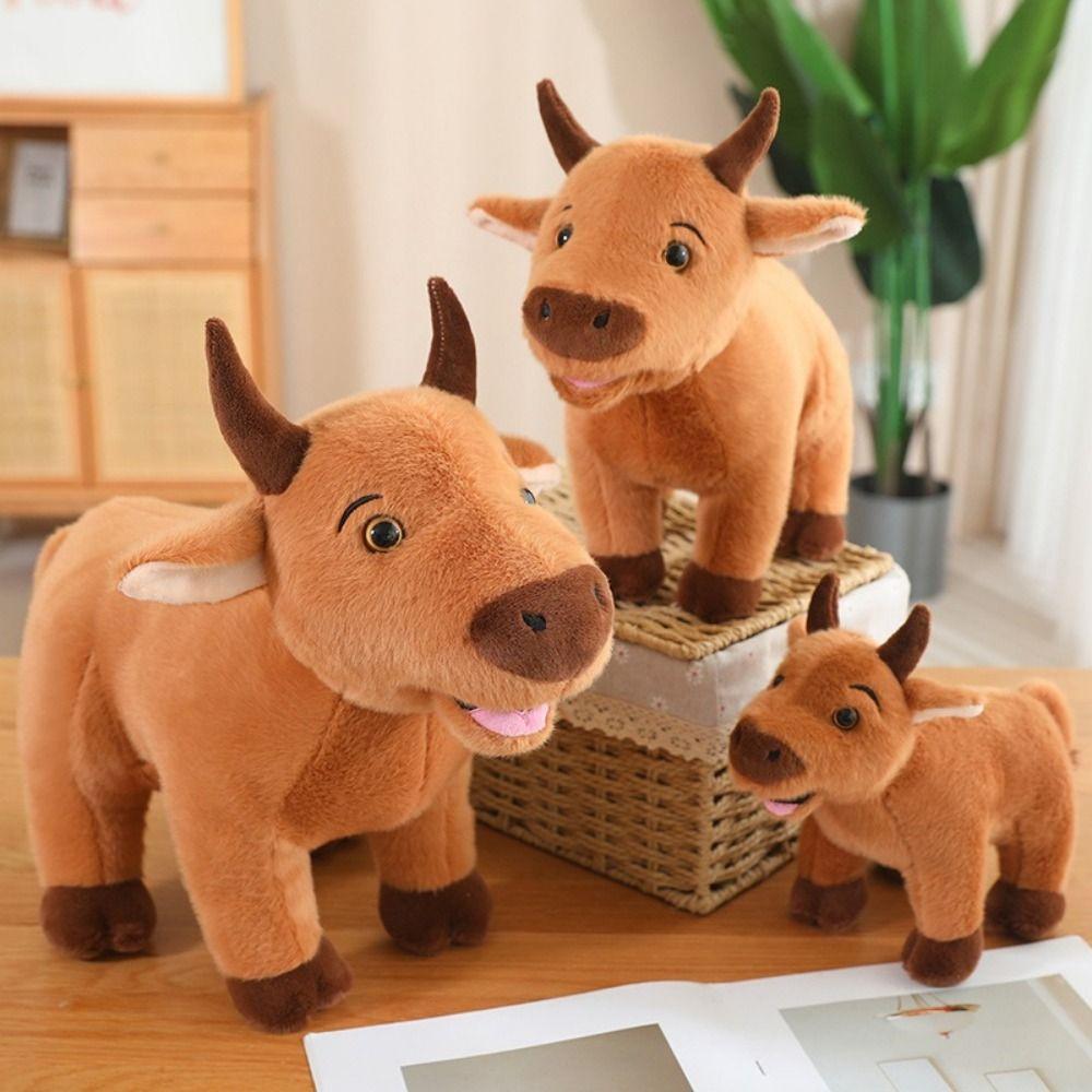 

Stuffed Bull Scalper Bull Plush Toys Simulation Ox Cattle Stuffed Dolls Sofa Ornament 25cm-Bull