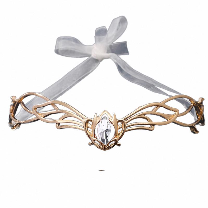 Goddess Cosplay Forehead Elves Crowns Tiara Women Man Vintage Ribbon Headband Hair Accessories Crown Wedding Headwear