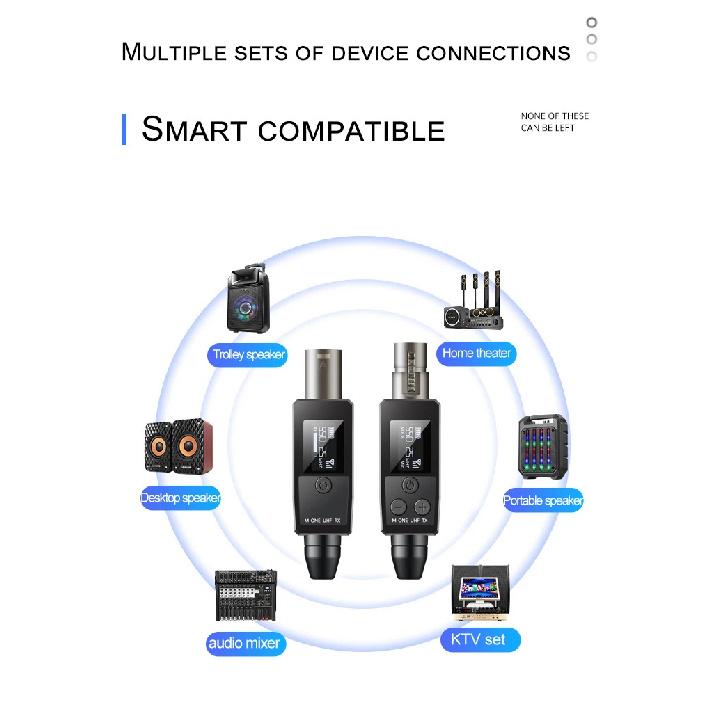 M-ONE UHF Microphones DSP Wired To Wireless System XLR Transmitter Receiver Signal Adapter For Dynamic 48v Condenser Microphone