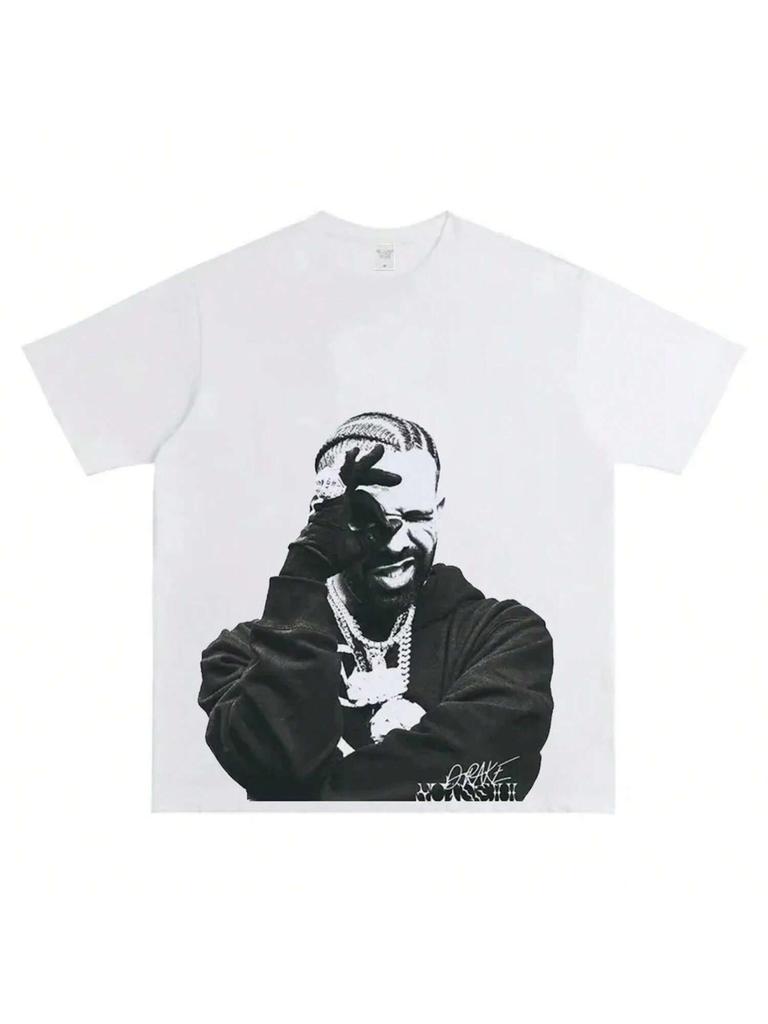 2025 Summer American Rapper Printed Short-Sleeved T-Shirt For Men, Heavy Pure Cotton Round-Neck Short-Sleeved