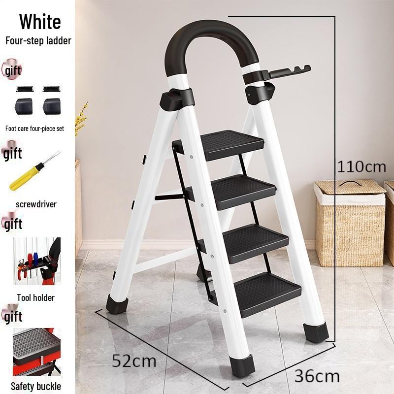 Multi-Functional Carbon Steel Folding A-Frame Telescopic Step Ladder for Indoor Use