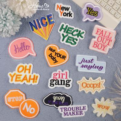 Embroidery Original English Embroidery Sticker Shoe and Hat Bag Accessories Patch Sticker Coat and Hat Accessories Patch Cloth Sticker
