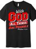 With God All Things Possible T Shirt Matthew 19 26 Christian Faith Tee