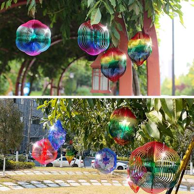 Hexagonal 3D Bird Repellent Wind Rotation Balcony Decorative Wind Chimes Garden Courtyard Hanging Wind Whirlwind Anti-bird