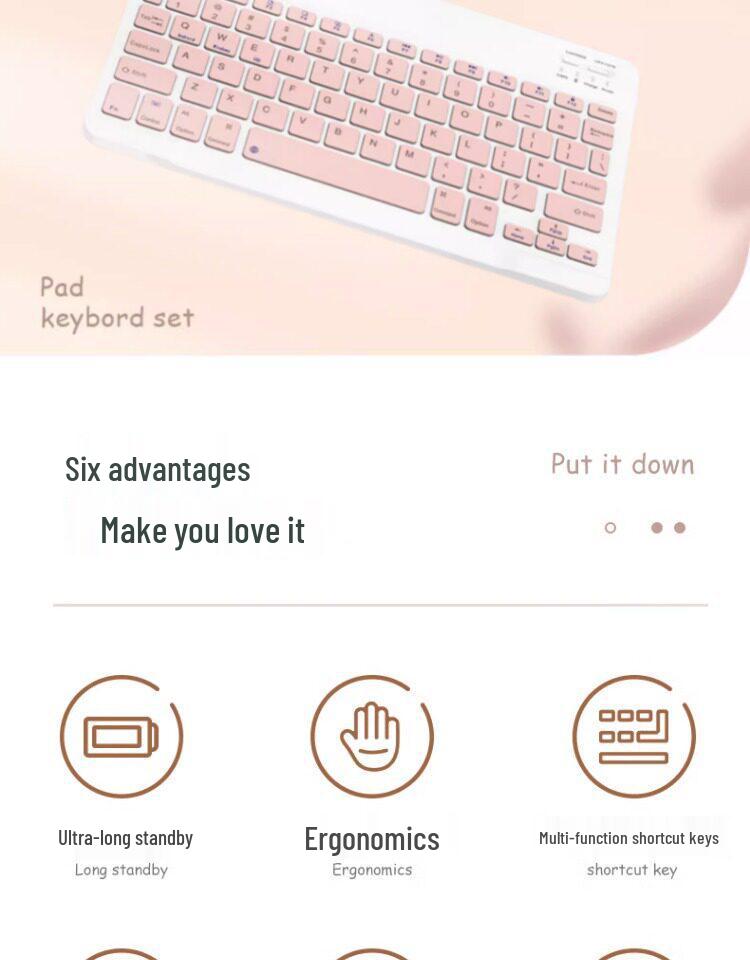 Universelle drahtlose Bluetooth-Tastatur und -Maus für Tablets, Telefone und iPads