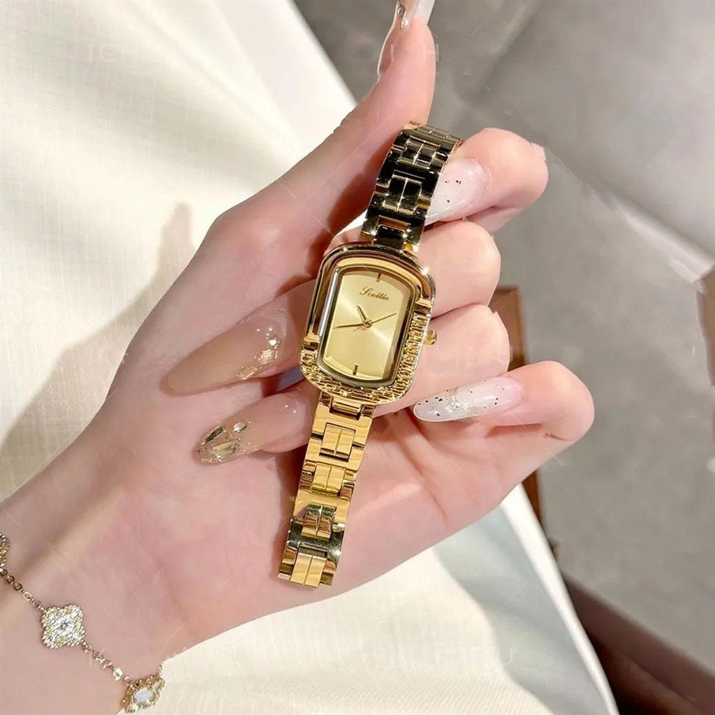 High-end Square Watch New Luxury Unusual Asymmetrical Frame Women's Gold Stainless Steel Quartz Watch Women's Gift