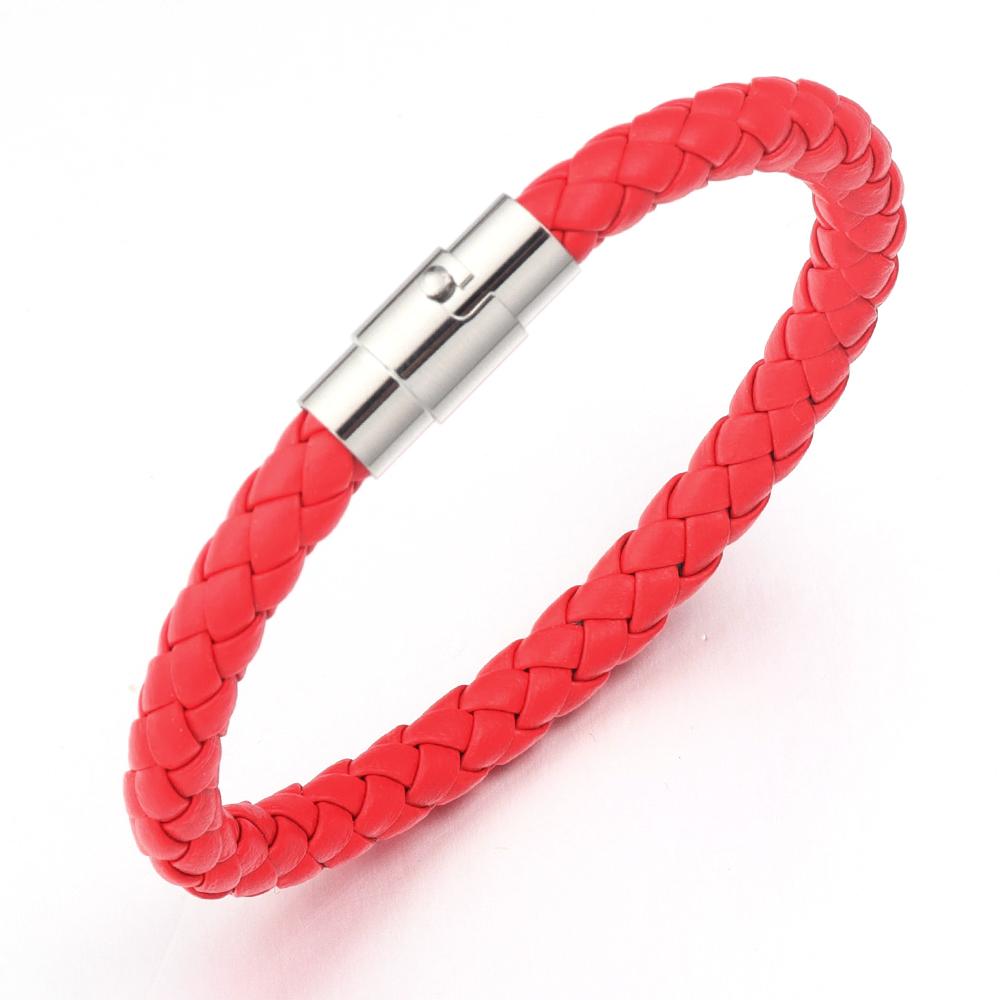 1pc Fashion Design PU Leather Cord Bracelet 19/21cm Copper Magnetic Clasp Bracelet For Men Women Valentine's Day Jewelry Gifts