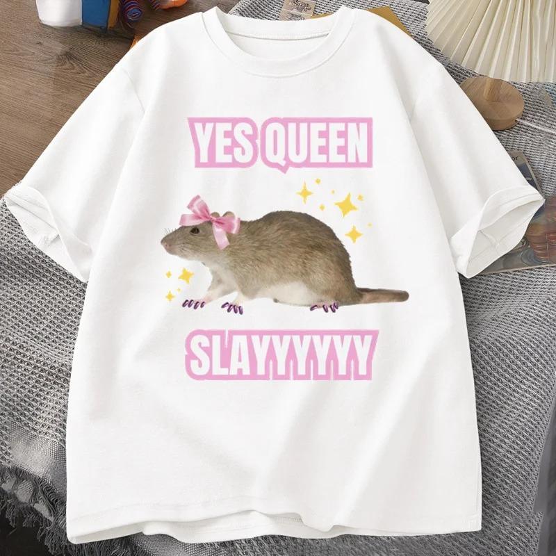 

Yas Queen Slay Funny Humor Short Sleeve Mouse T-shirt Women s Clothing Harajuku Retro T-shirt Graphic T Shirts Vintage Y2K Top 4XL