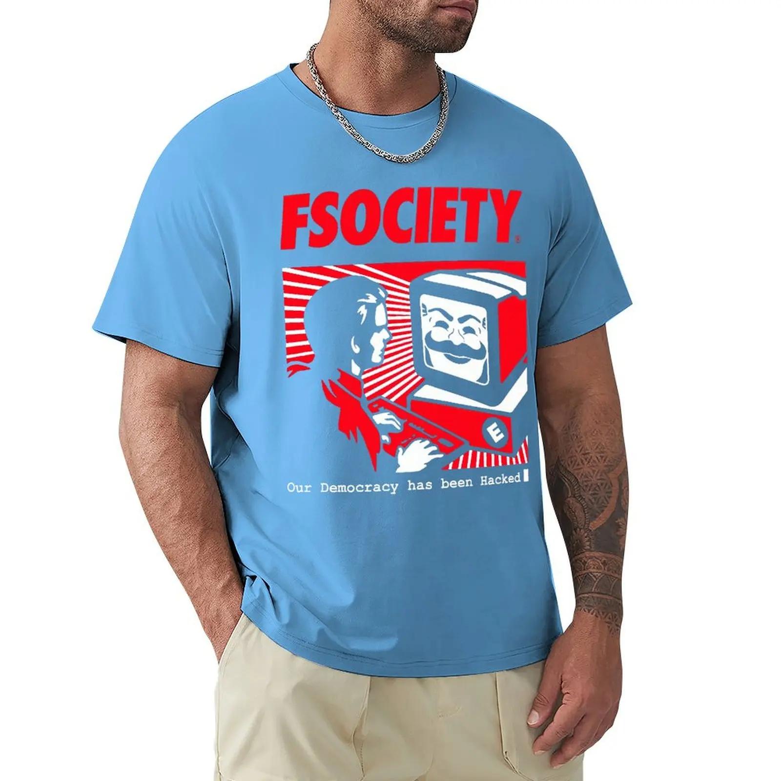 

Вінтажна Смішна Футболка Mr Robot FSociety F Society Хакерська Футболка Хараджуку Футболка з Коротким Рукавом 100% Бавовна Графічна Футболка Топи S хакі
