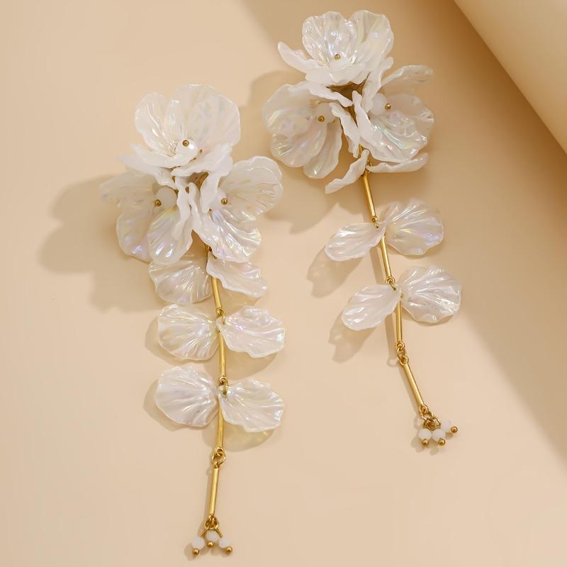 

French Gentle Wind Flower Tassel Earrings Ladies Elegant Temperament Daily Versatile Holiday Party Accessories Gifts