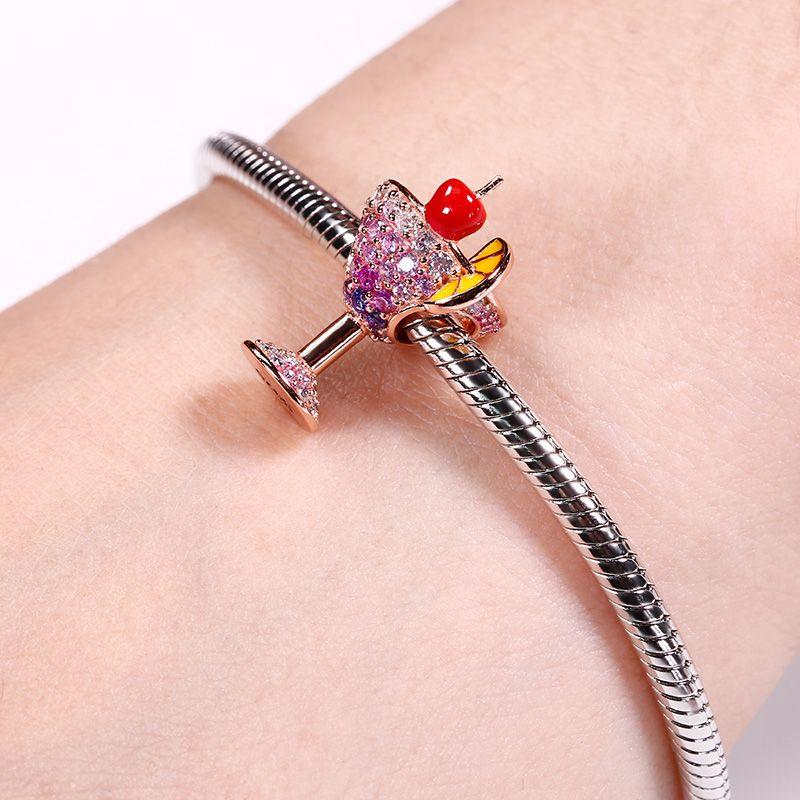 New 925 Silver Charm Fit Bracelet Accessories Women Jewelry Summer Limit Series Ice Cream Beer Red Wine