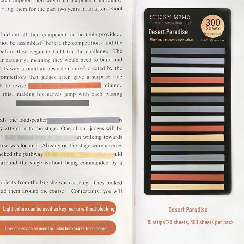 Morandi Translucent PET Index Stickers - Vanilla Autumn Series, Writable Sticky Notes & Markers