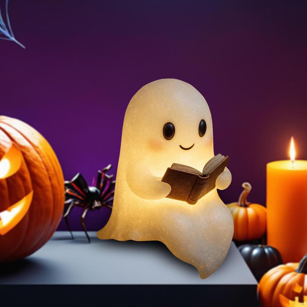 Reading Book Lamp Novelty Figurine Halloween Decor Creative Design Small Spooky LED Night Light for