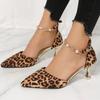 Leopard Print High Heel Shoes for Women 2025 Large New Sexy European and American Strap Hollow Shoes