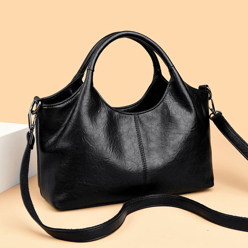 Bolso de Mano Grande de Moda para Mujer de Cuero Genuino, Bolso Versátil de Hombro y Cruzado, Cuero Suave para Mujeres de Mediana Edad, Nuevo Estilo.