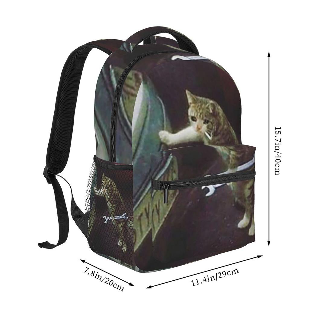 Cat Mechanic Backpack Student Boys Girls BookBag Kids School Bag Laptop Shoulder Bags for Men Women