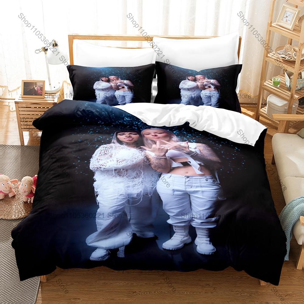 Young Miko BabyMiko 3PCS Bedding Set, Duvet Cover + 2 Pillowcases, Latin Trap Star Print Soft Microfiber for Fans Bedroom Decor