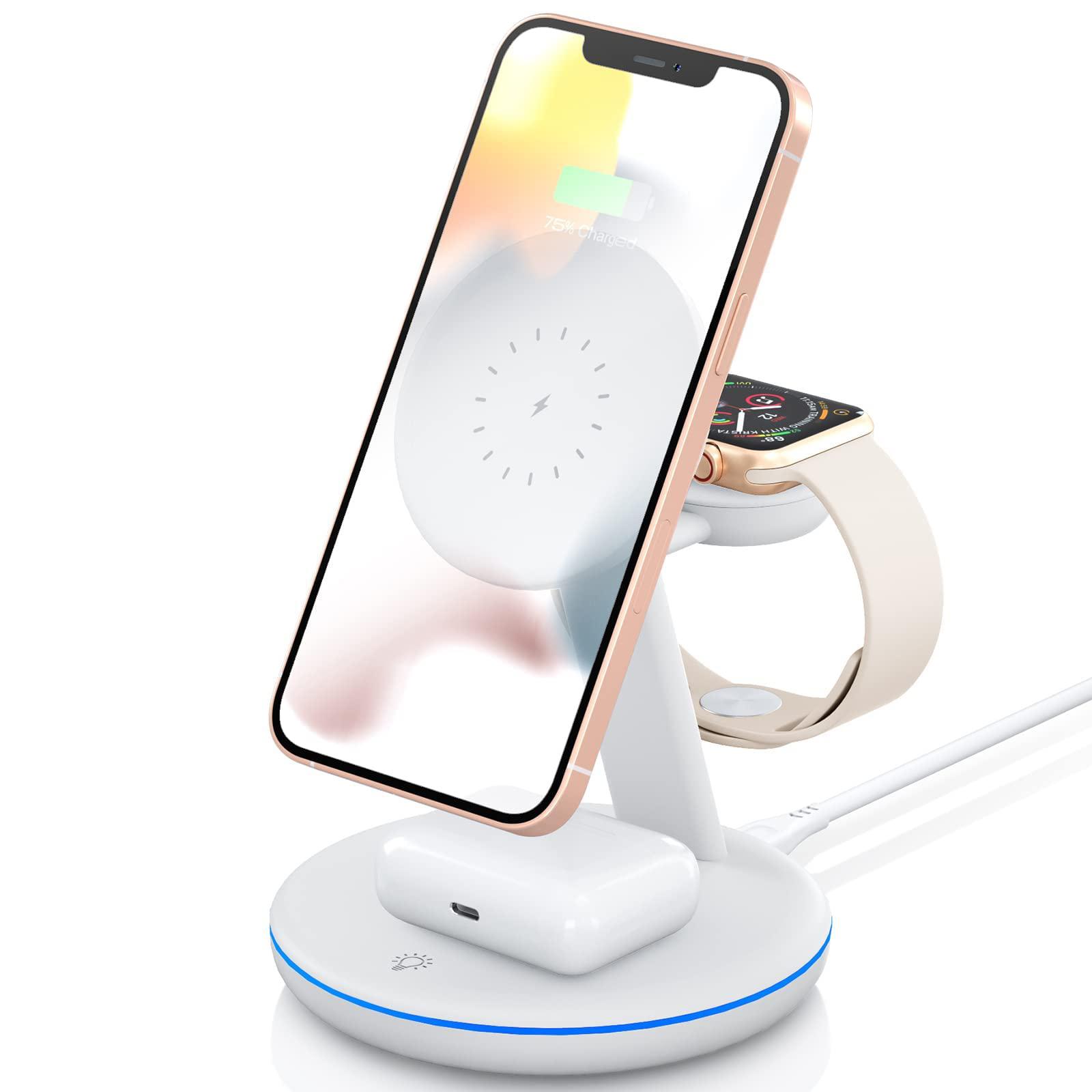 

W309 3-in-1 15W Max Magnetic Wireless Charger with Ambient Light for Apple Watch/Mobile Phone/Earbuds