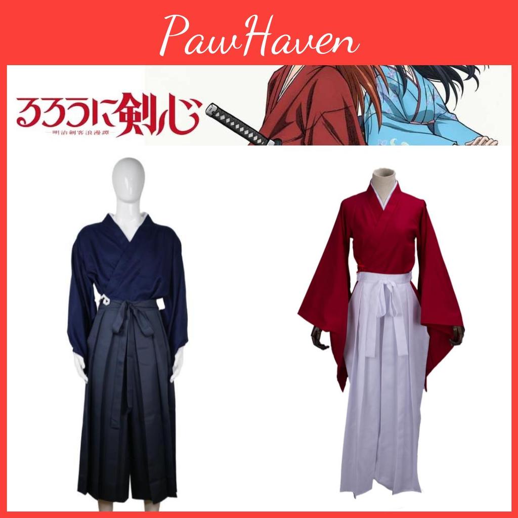 Japanese Samurai Cosplay Outfit Traditional Kimono Style Cotton Fabric Retro Design