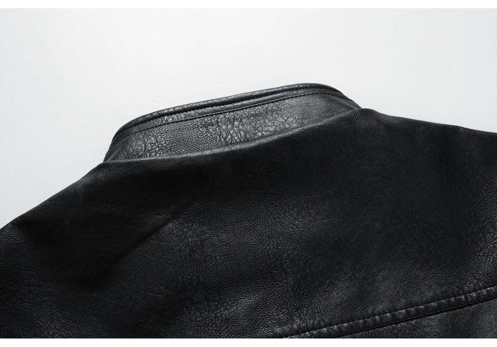 2022 Autumn/Winter Men's Stand Collar Motorcycle Leather Jacket