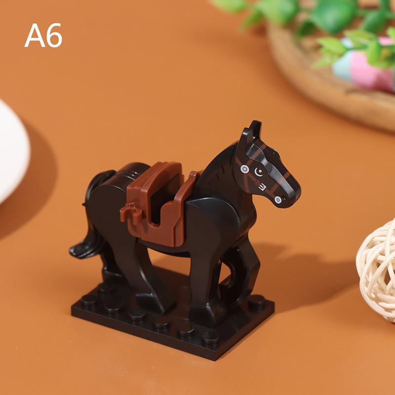 1pc Plastic Blocks Mini Blocks Action Figures War Medieval Knight Horse Wolf Saddle Bridle Toy Blocks For Children