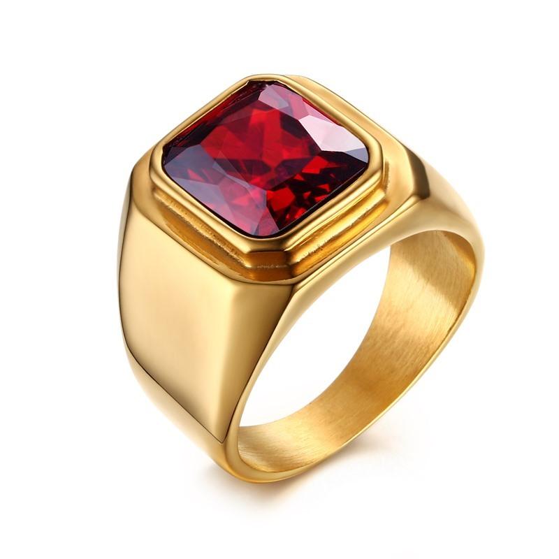 Vnox Stilfulde Firkantede Naturstens Seglringe til Mænd, Rustfrit Stål Metal Fingerring Festgave Smykker