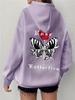 Design Sense Simple Fashion Design Sense Butterfly Rose Printed Hooded Sweater Simple and Versatile