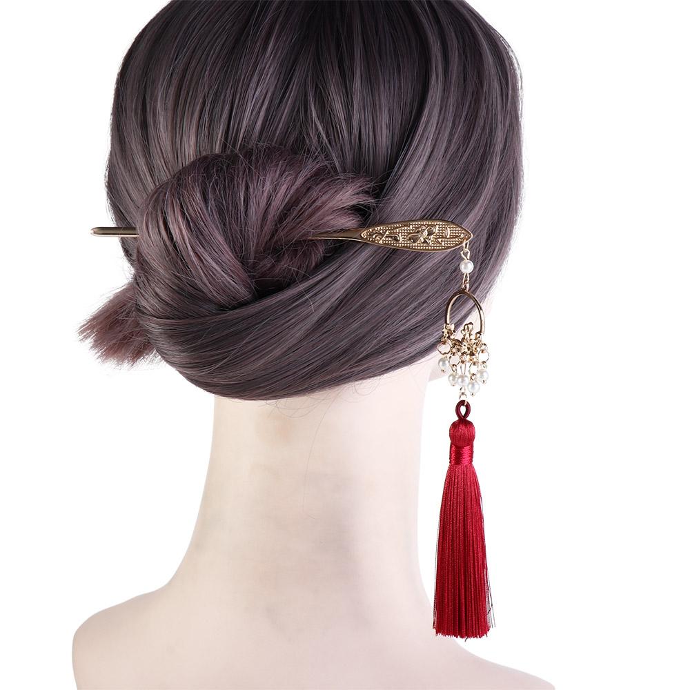 Ladies Hanfu Headwear Flower Hair Disk Hair Accessories Tassel Hair Stick Hairpins Women Hair Fork