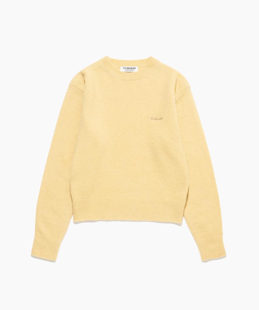 TTUDEMENT Wool Round Knit Pullover Yellow