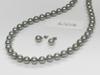[Your and My Jewelry Box] Black Pearl Necklace and Akoya Pearl Earrings Set  Gray 8mm 42cm Regular Size Made In Japan [Gift Wrapped]